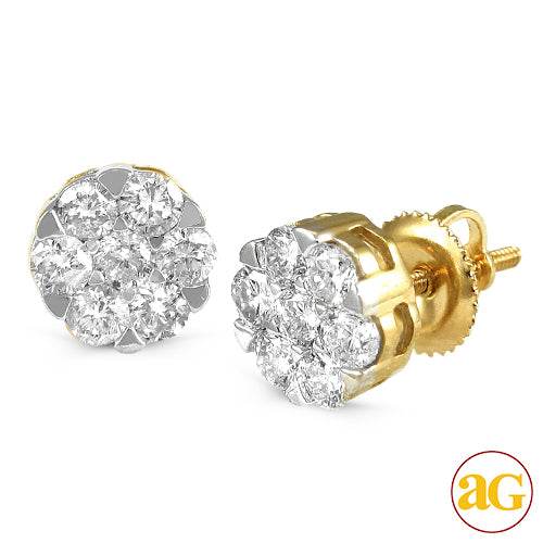 14KY 1.00CTW DIAMOND V-PRONG FLOWER EARRINGS - Norma's Jewelry