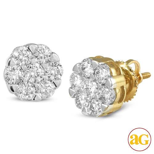 14KY 1.25CTW DIAMOND V-PRONG FLOWER EARRINGS - Norma's Jewelry