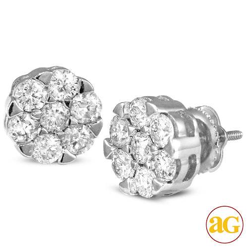 14KW 1.50CTW DIAMOND V-PRONG FLOWER EARRINGS - Norma's Jewelry