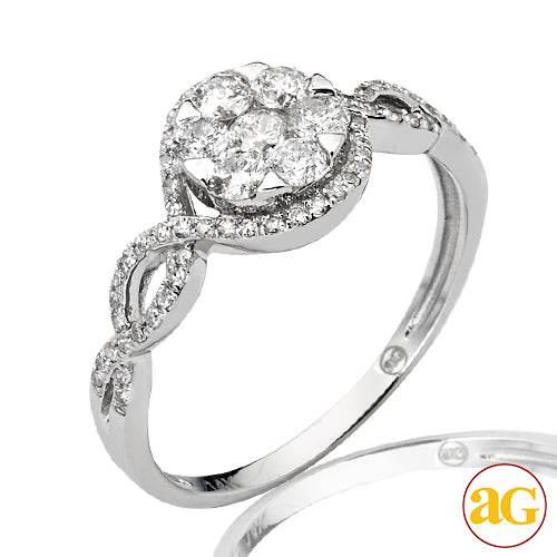14KW 0.75CTW DIAMOND V-PRONG FLOWER RING WITH HALO - Norma's Jewelry
