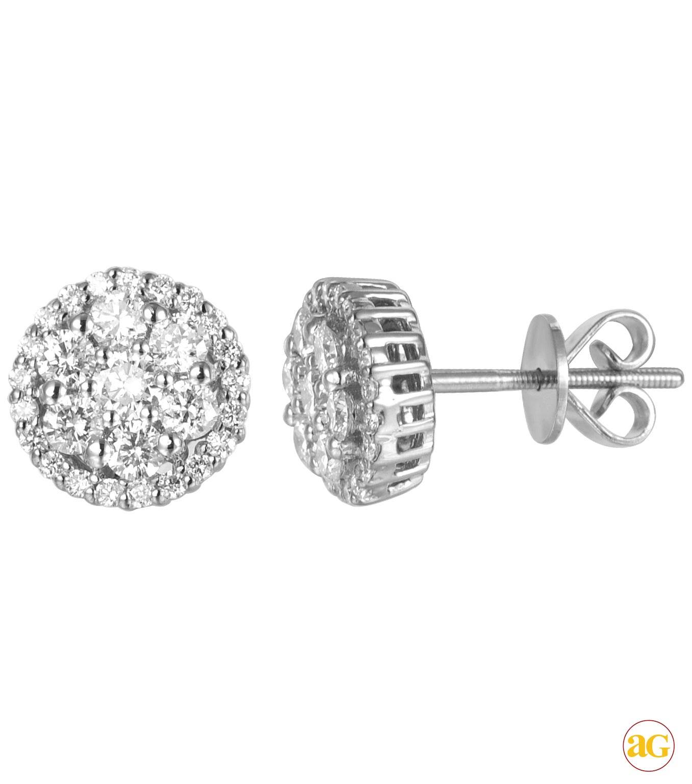 14KW 1.05CTW DIAMOND FLOWER EARRINGS WITH ROUND - Norma's Jewelry
