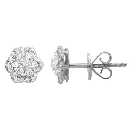 14KW 0.65CTW DIAMOND FLOWER EARRINGS WITH SINGLE - Norma's Jewelry