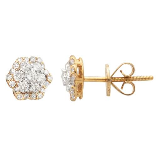 14KY 0.65CTW DIAMOND FLOWER EARRINGS WITH SINGLE - Norma's Jewelry