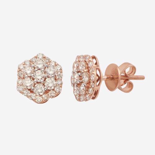14KR 1.25CTW DIAMOND FLOWER EARRINGS WITH SINGLE - Norma's Jewelry