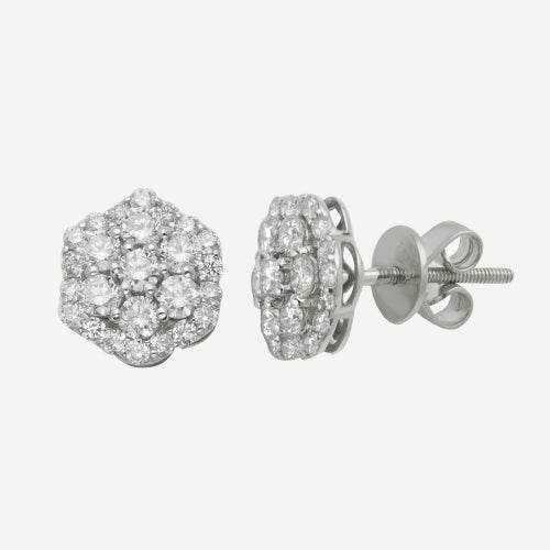 14KW 1.25CTW DIAMOND FLOWER EARRINGS WITH SINGLE - Norma's Jewelry