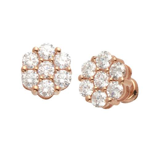 14KR 2.25-2.35CTW DIAMOND 7-STONE FLOWER EARRINGS - Norma's Jewelry