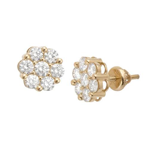 14KY 1.55-1.66CTW DIAMOND 7-STONE FLOWER EARRINGS - Norma's Jewelry