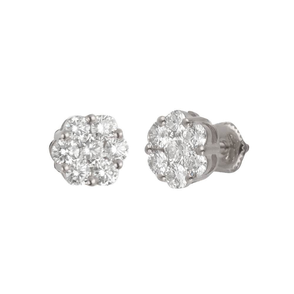 14KW 1.71-1.76CTW DIAMOND 7-STONE FLOWER EARRINGS - Norma's Jewelry
