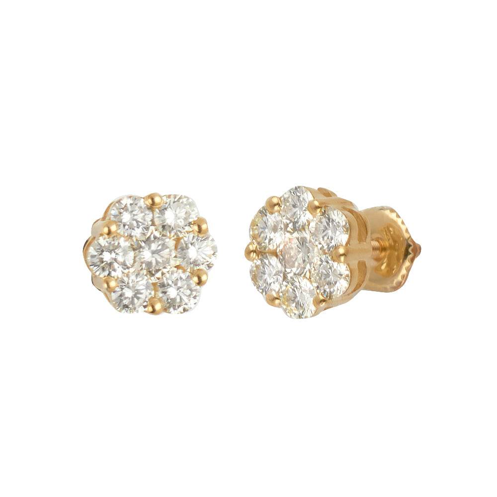 14KY 1.71-1.76CTW DIAMOND 7-STONE FLOWER EARRINGS - Norma's Jewelry