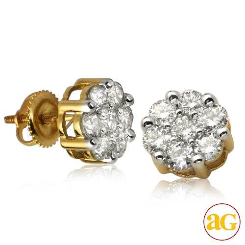 14KY 1.50CTW DIAMOND 7-STONE FLOWER EARRINGS - Norma's Jewelry