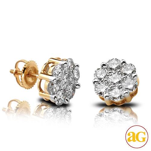 14KY 2.15 CTW DIAMOND 7-STONE FLOWER EARRINGS - Norma's Jewelry