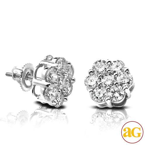 14KW 2.55CTW DIAMOND 7-STONE FLOWER EARRINGS - Norma's Jewelry