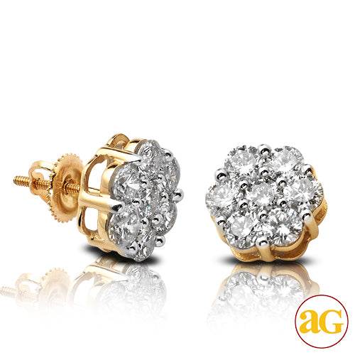 14KY 2.65CTW DIAMOND 7-STONE FLOWER EARRINGS - Norma's Jewelry