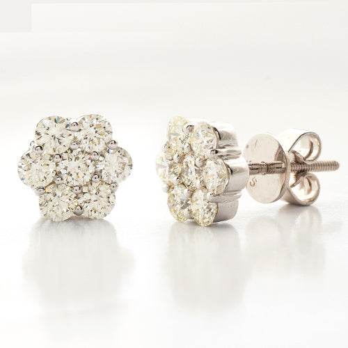 14KW 1.35CTW DIAMOND 7-STONE FLOWER EARRINGS - Norma's Jewelry