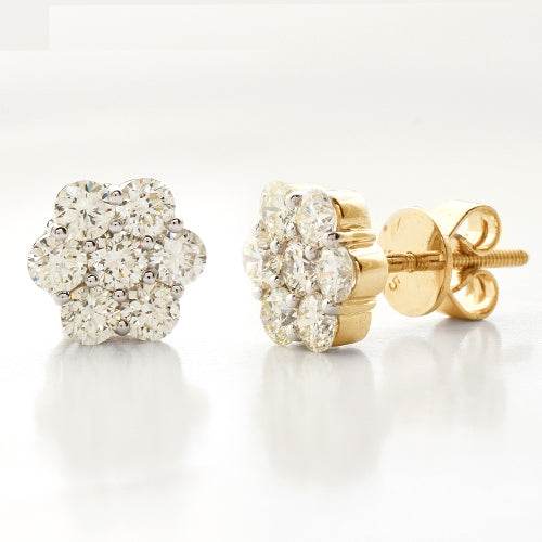 14KY 1.35CTW DIAMOND 7-STONE FLOWER EARRINGS - Norma's Jewelry