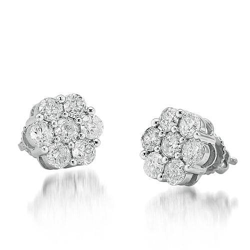 14KW 1.50CTW DIAMOND FLOWER EARRINGS - Norma's Jewelry