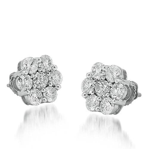 14KW 2.00CTW FLOWER EARRINGS - Norma's Jewelry