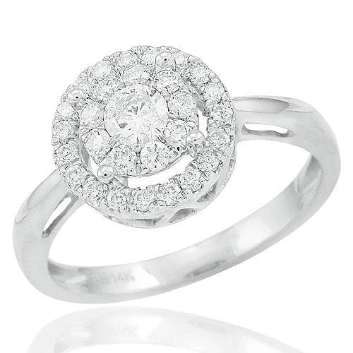 14KW 0.50CTW DIAMOND HALO FLEUR RING - Norma's Jewelry