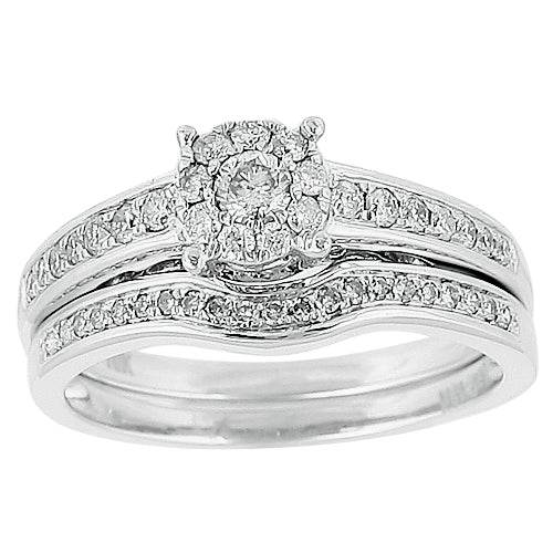 14KW 0.50CTW DIAMOND FLEUR BRIDAL SET - Norma's Jewelry