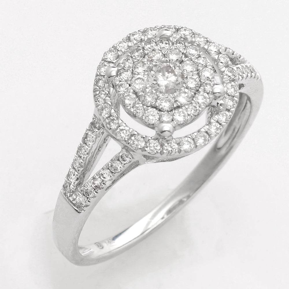 14KW 0.50CTW DIAMOND FLEUR RING WITH HALO - Norma's Jewelry