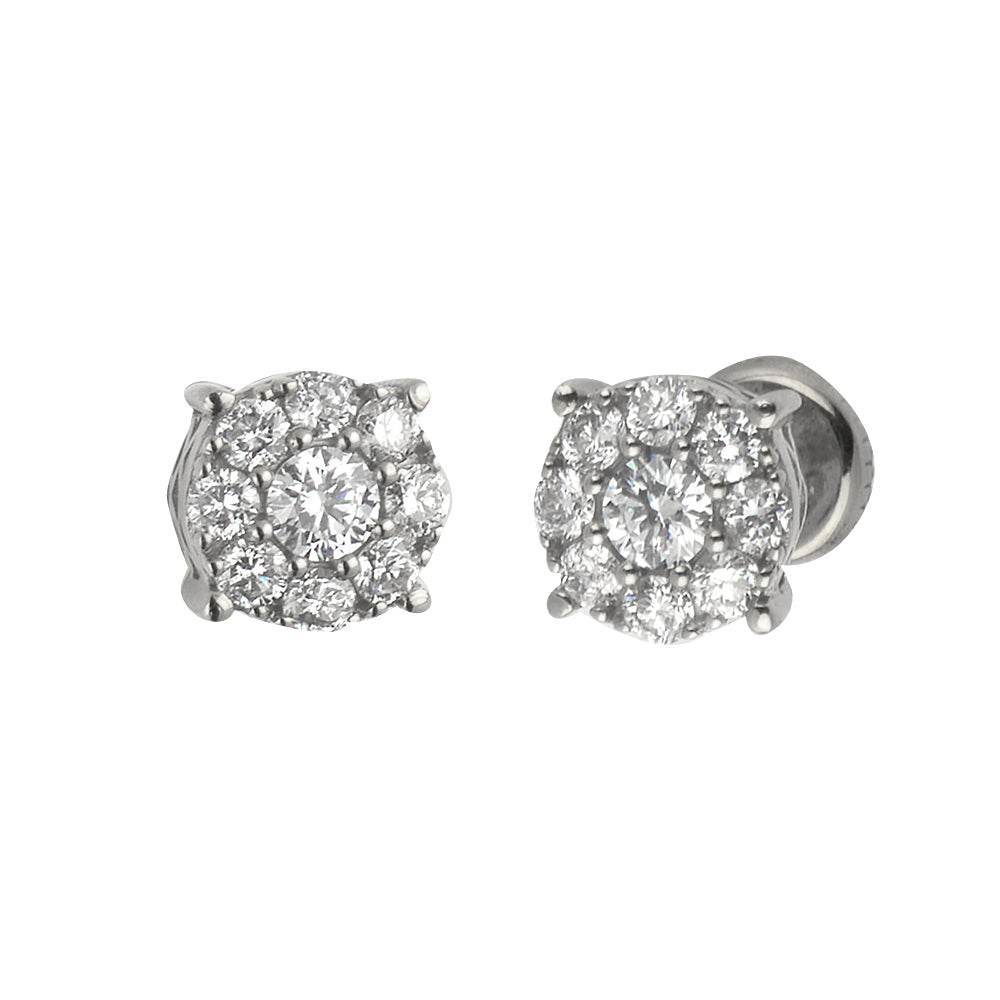 14KW 0.53-0.57CTW FLEUR DIAMOND ROUND EARRINGS - Norma's Jewelry