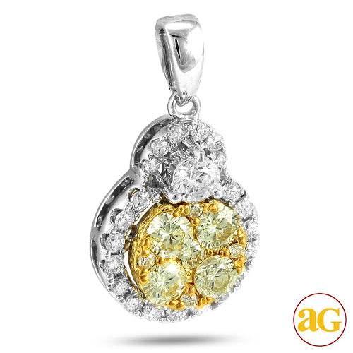14KW 0.75CTW FANCY YELLOW DIAMOND CLUSTER PENDANT - Norma's Jewelry
