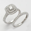 14KW 1.34CTW DIAMOND BRIDAL SET -DOUBLE SQ HALO - Norma's Jewelry