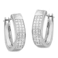 14KW 1.00CTW DIAMOND HOOPS [THREE ROW PRINCESS] - Norma's Jewelry