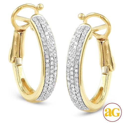 10KY 0.25CTW DIAMOND HOOP EARRINGS [ROUNDED EDGE] - Norma's Jewelry
