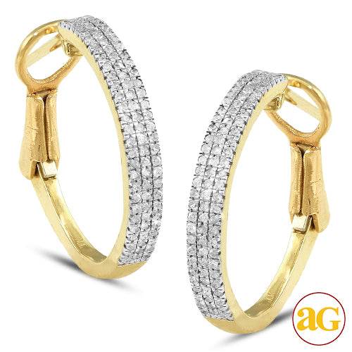 10KY 0.35CTW DIAMOND HOOP EARRINGS [FLAT EDGE] - Norma's Jewelry