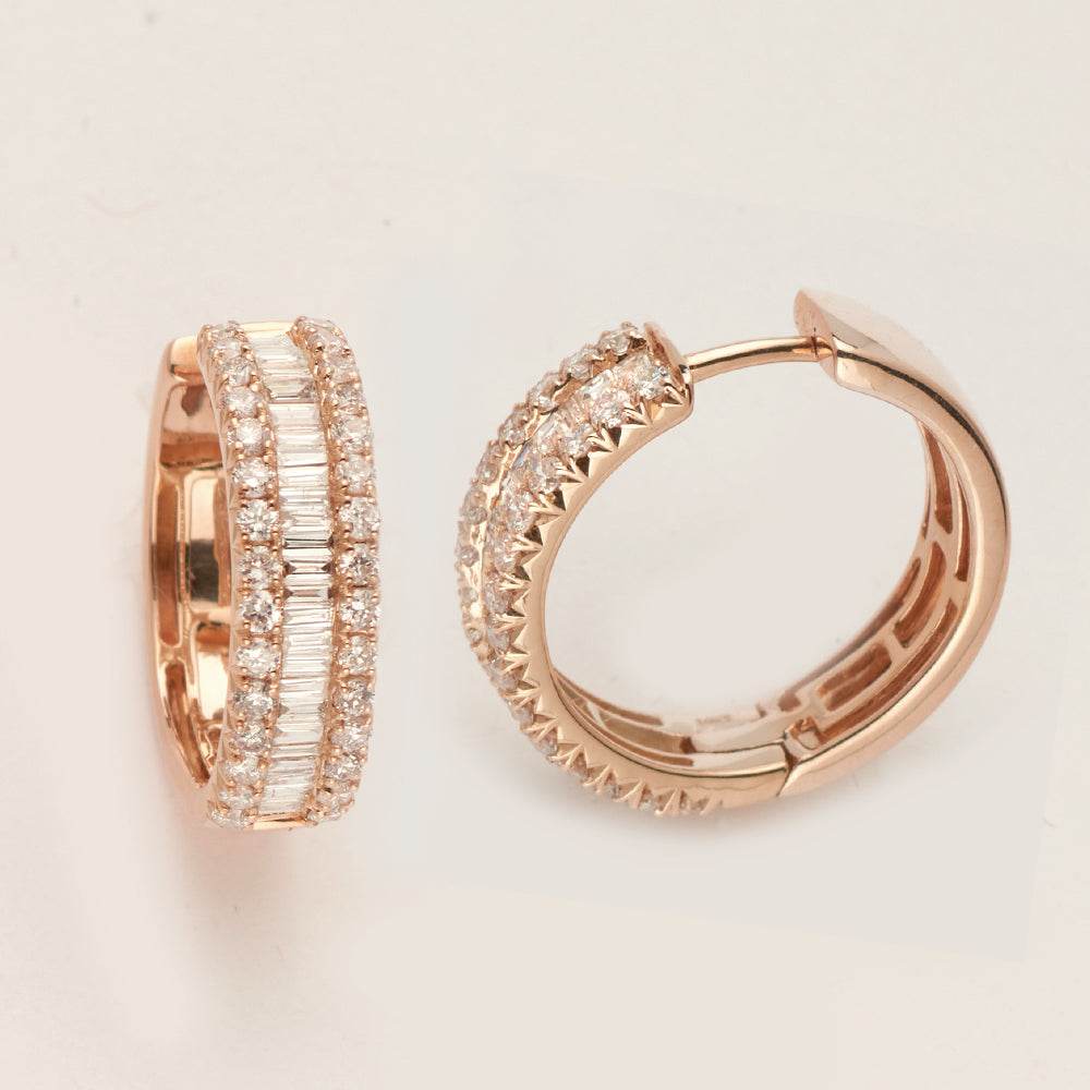 14KR 1.50CTW BAGUETTE DIAMOND HOOP EARRINGS - Norma's Jewelry