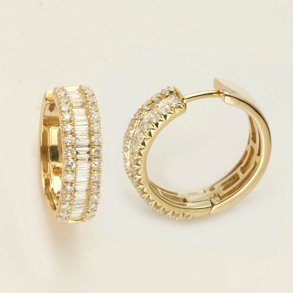 14KY 1.50CTW BAGUETTE DIAMOND HOOP EARRINGS - Norma's Jewelry