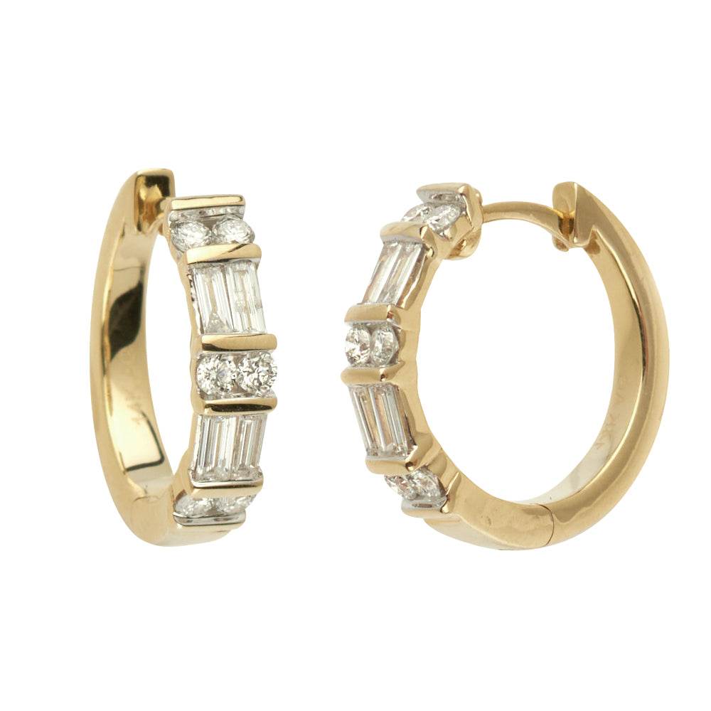 14KY 0.65CTW BAGUETTE DIAMOND HOOP EARRINGS - Norma's Jewelry