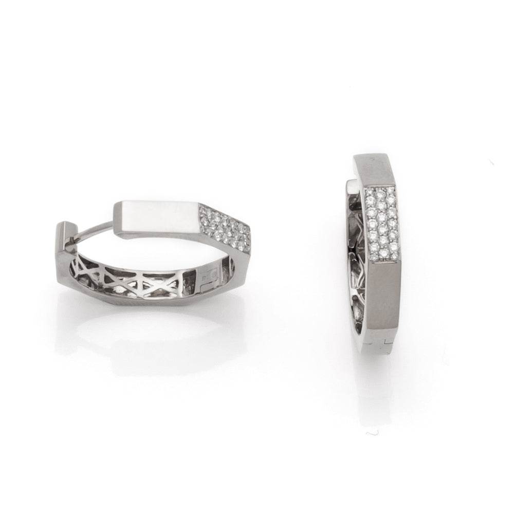 14KW 0.30CTW DIAMOND OCTAGON HOOP EARRINGS - Norma's Jewelry
