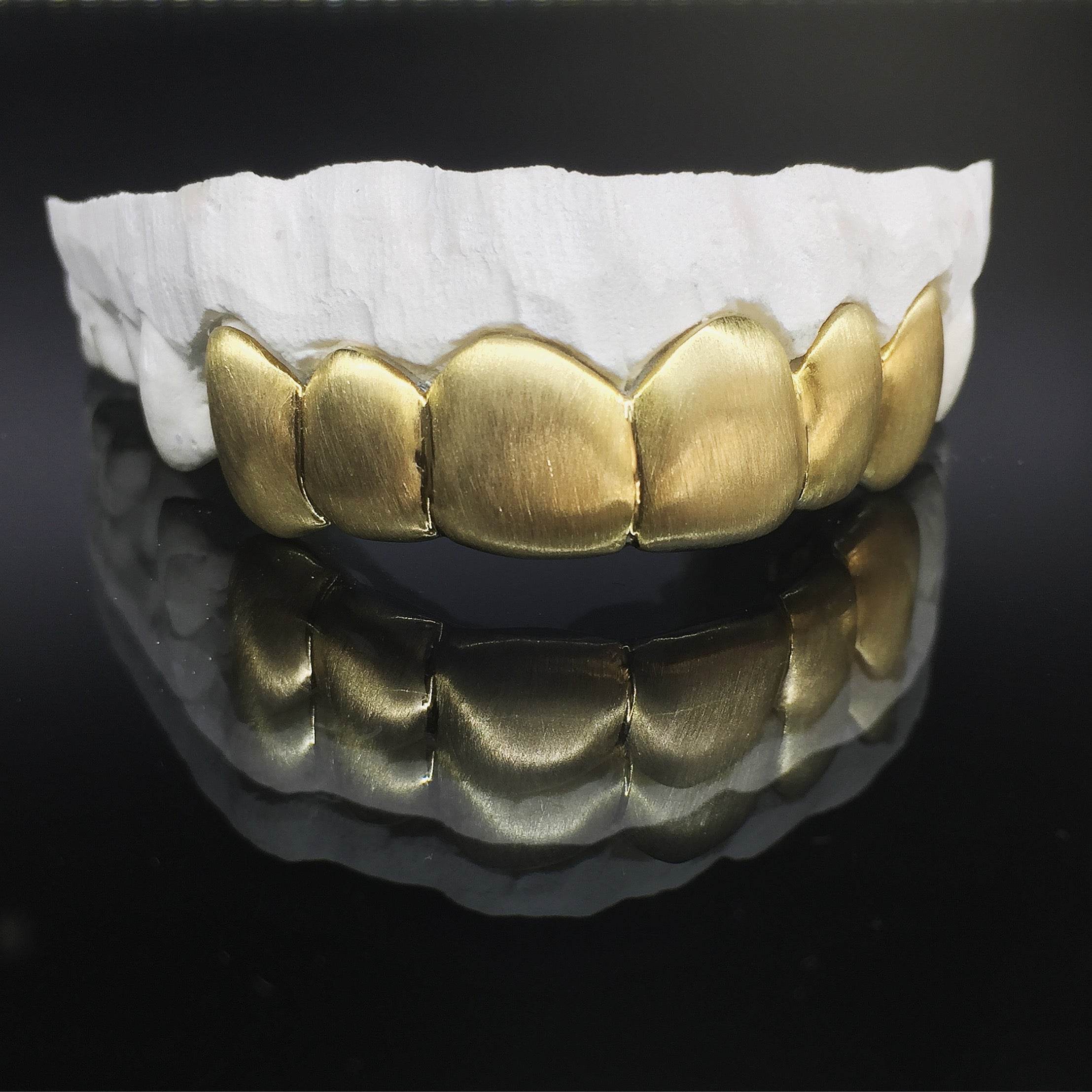 6 Teeth Gold Grillz - 6 Tops or Bottoms (Satin Finish) - Norma's Jewelry