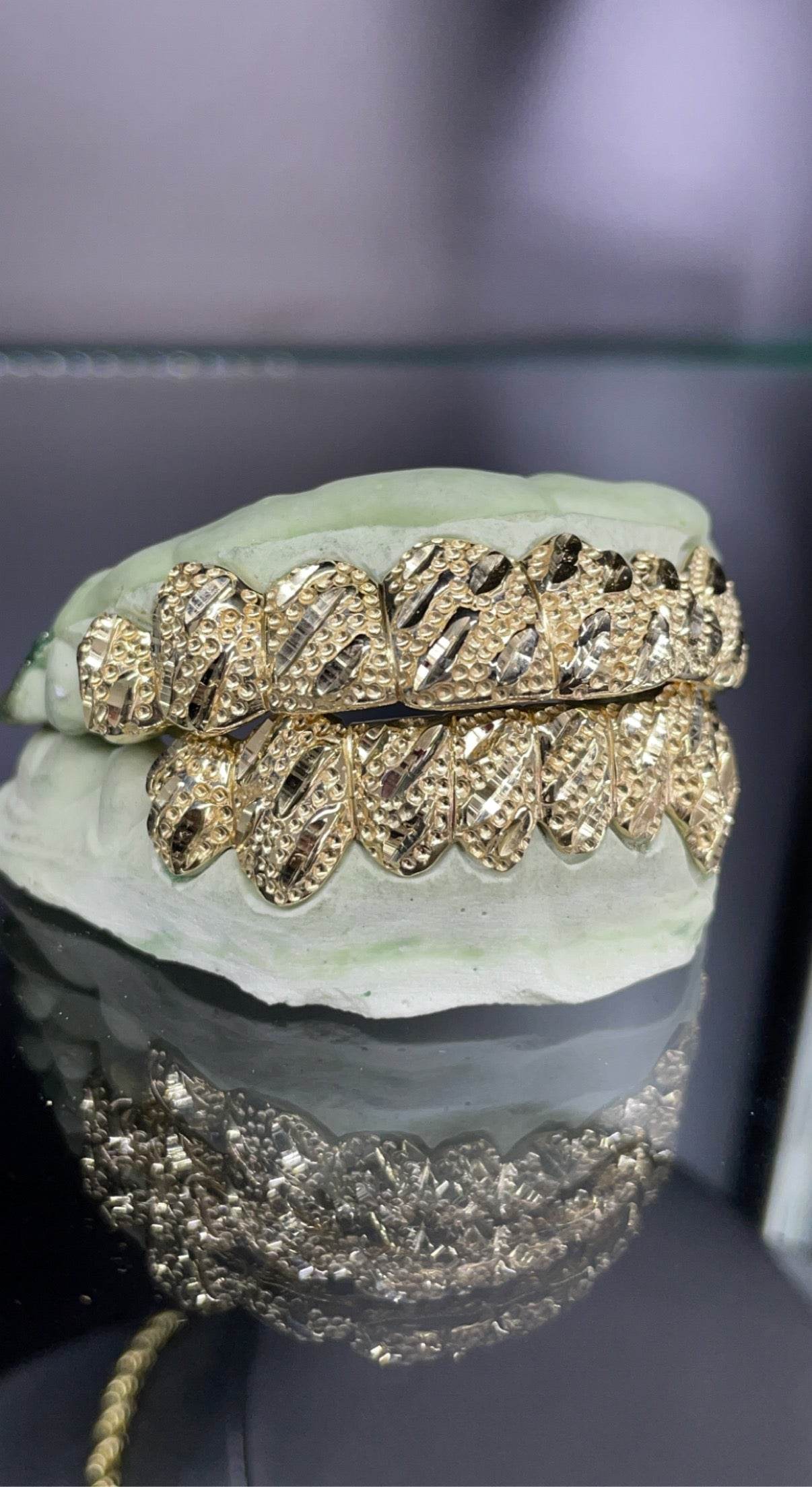 16 Teeth Gold Grillz - 8 Tops/Bottoms (Camo Nugget) - Norma's Jewelry