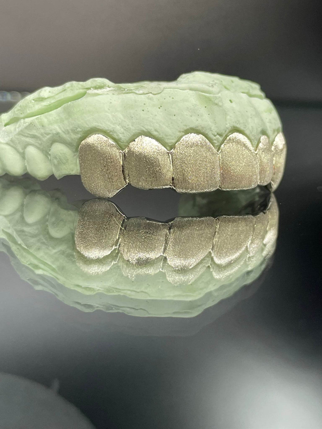 6 Teeth Gold Grillz - 6 White Gold Tops or Bottoms (Satin Finish) - Norma's Jewelry