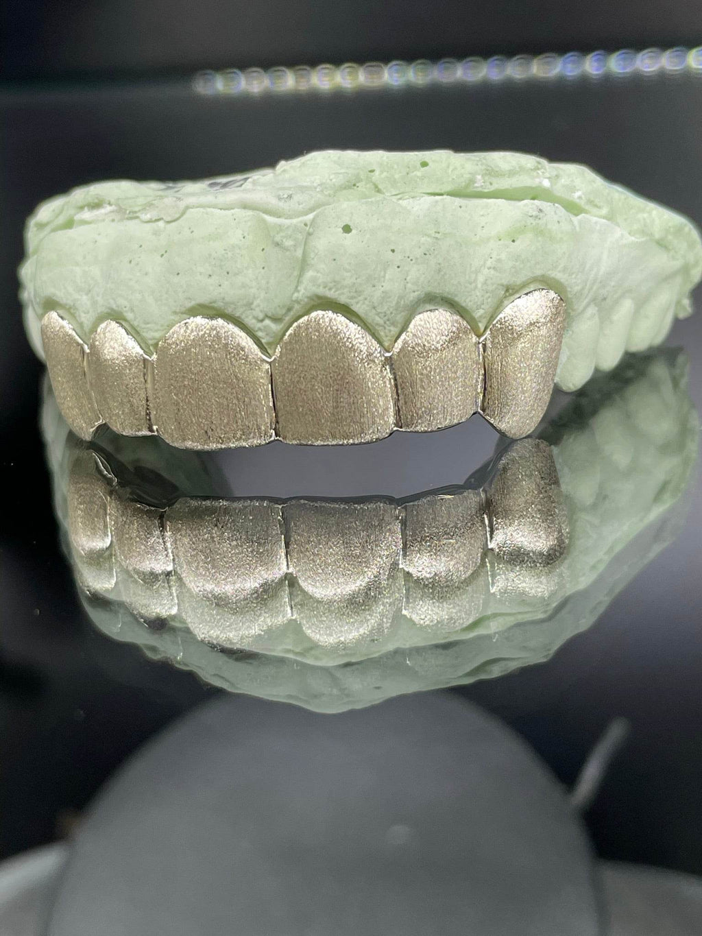 6 Teeth Gold Grillz - 6 White Gold Tops or Bottoms (Satin Finish) - Norma's Jewelry