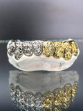 8 Teeth Gold Grillz - 8 Tops or Bottoms (Two-tone Starburst w/Trillion Cut) - Norma's Jewelry