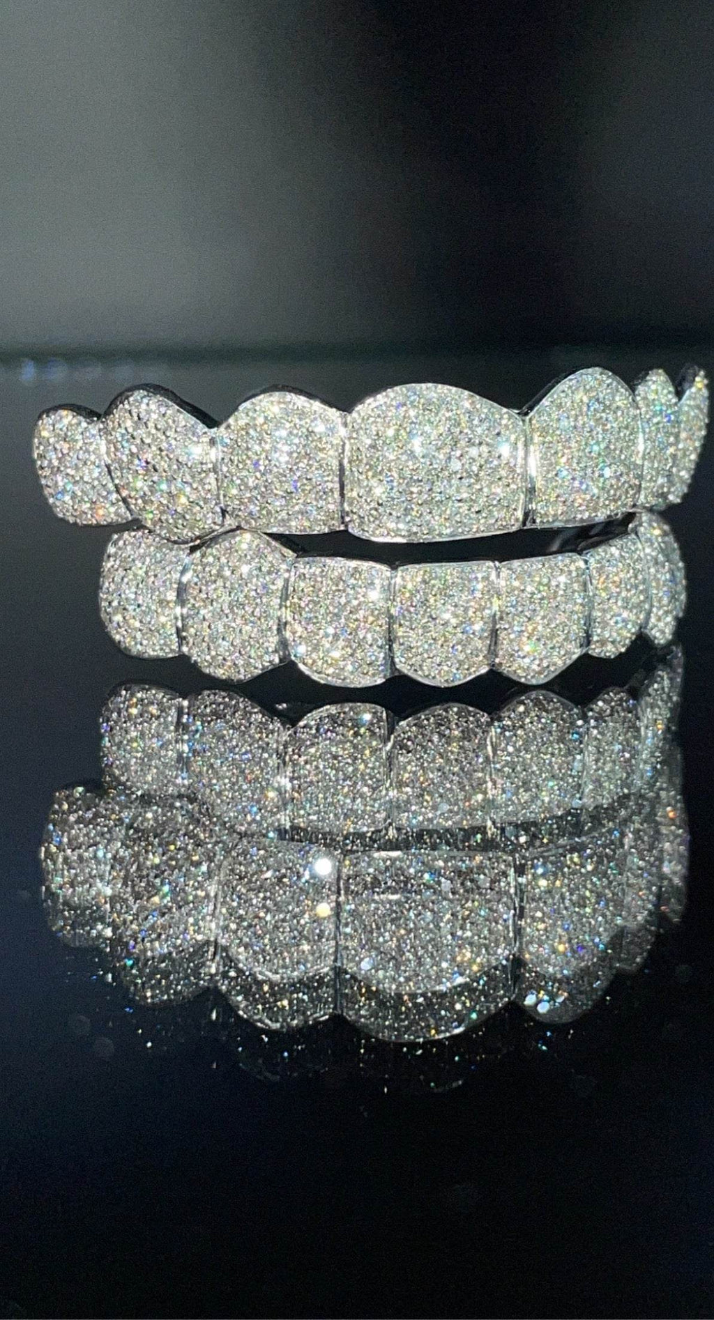 16 Teeth Diamond Grillz - 8 Tops/Bottoms (Honeycomb) - Norma's Jewelry