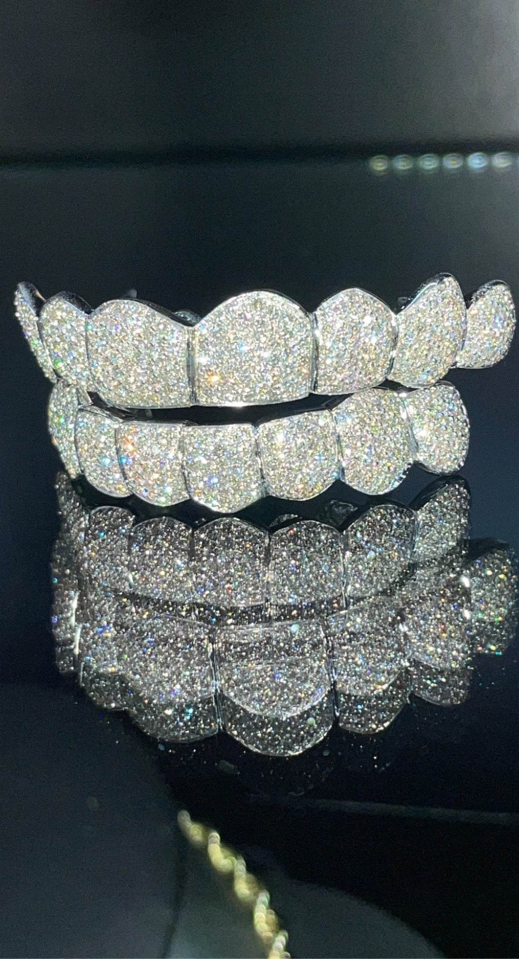 16 Teeth Diamond Grillz - 8 Tops/Bottoms (Honeycomb) - Norma's Jewelry