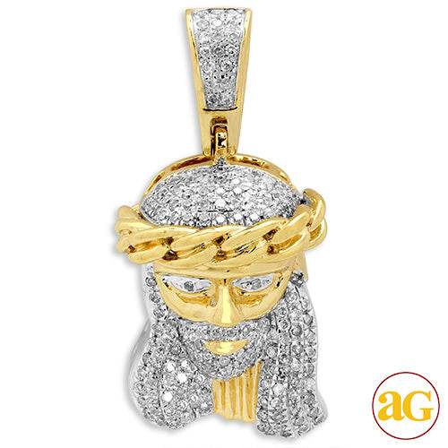 10KY 0.33CTW DIAMOND MIAMI CUBAN JESUS PENDANT - Norma's Jewelry