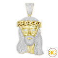 10KY 2.30CTW DIAMOND JESUS PENDANT W / MIAMI CUBAN - Norma's Jewelry