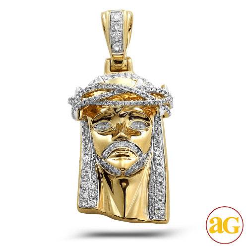 10KY 0.85CTW DIAMOND JESUS PENDANT WITH SOLID BACK - Norma's Jewelry