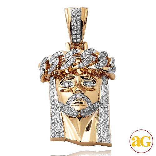 14KY 1.90CTW DIAMOND MIAMI CUBAN JESUS PENDANT - Norma's Jewelry