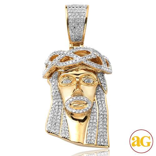10KY 0.50CTW DIAMOND JESUS PENDANT [ROUNDED BAIL] - Norma's Jewelry