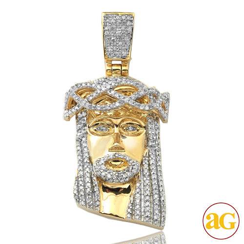 10KY 0.50CTW DIAMOND JESUS PENDANT [SQUARE BAIL] - Norma's Jewelry