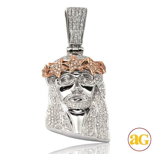 10KW+R 2.10CTW DIAMOND JESUS HEAD PENDANT - Norma's Jewelry