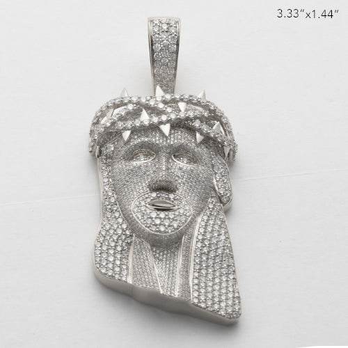 14KW 16.00CTW DIAMOND JESUS HEAD PENDANT - FULL - Norma's Jewelry
