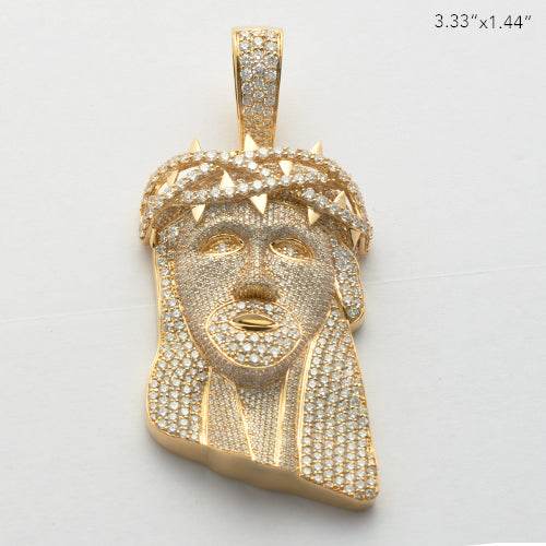 10KY 16.00CTW DIAMOND JESUS HEAD PENDANT - FULL - Norma's Jewelry